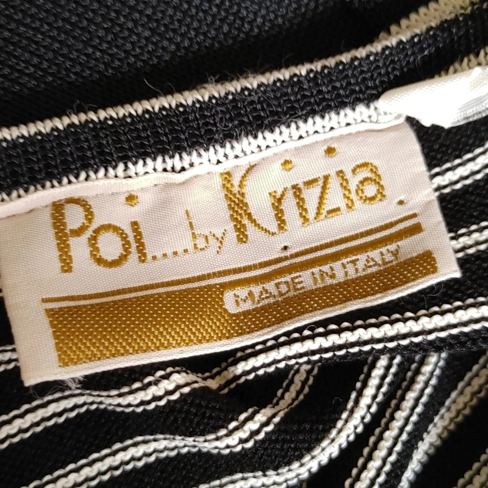 Vintage Poi....by Krizia Knit Italian Open Back Black White Striped Fitted Dress - Picture 4 of 16
